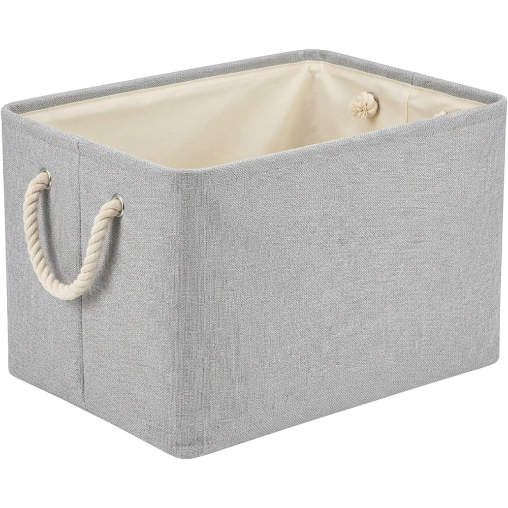 Vvna Cotton-Linen Foldable Storage Basket 40 cm Gray - Product view