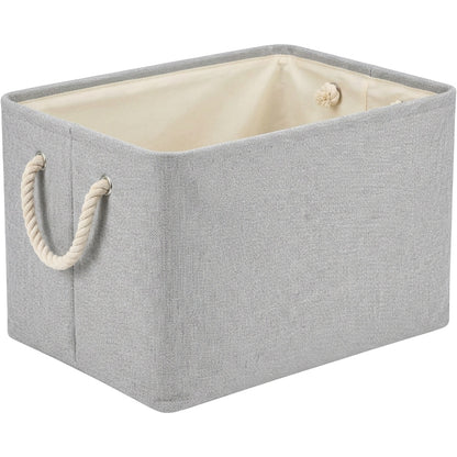 Vvna Cotton-Linen Foldable Storage Basket 40 cm Gray - Product view
