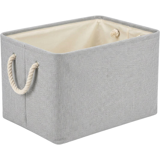 Vvna Cotton-Linen Foldable Storage Basket 40 cm Gray - Product view