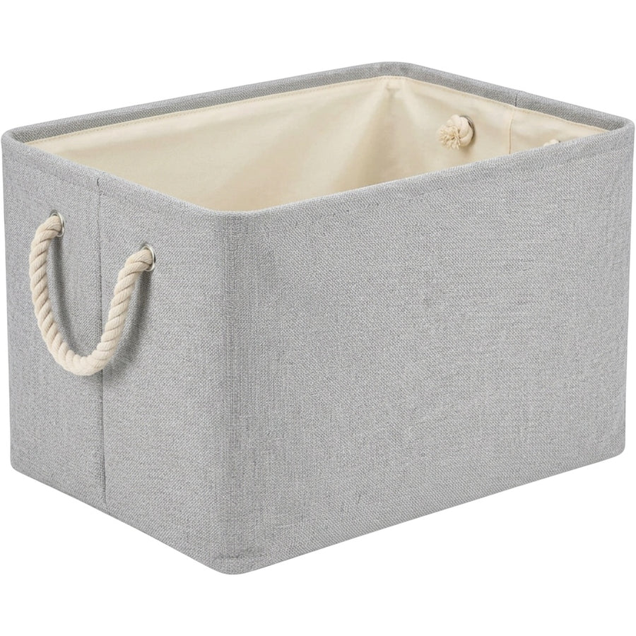 Vvna Cotton-Linen Foldable Storage Basket 40 cm Gray